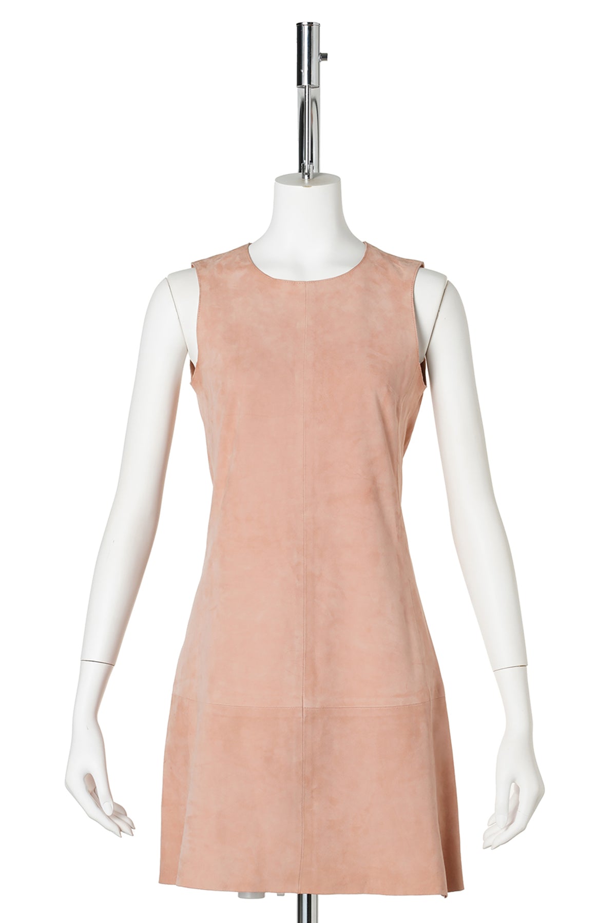 LEATHER SLEEVELESS DRESS / SALMON PINK