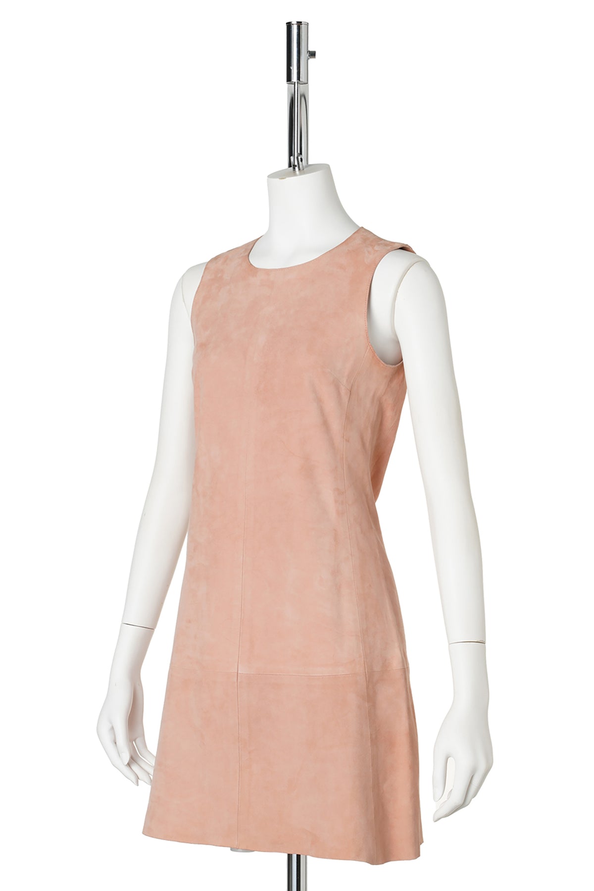 LEATHER SLEEVELESS DRESS / SALMON PINK