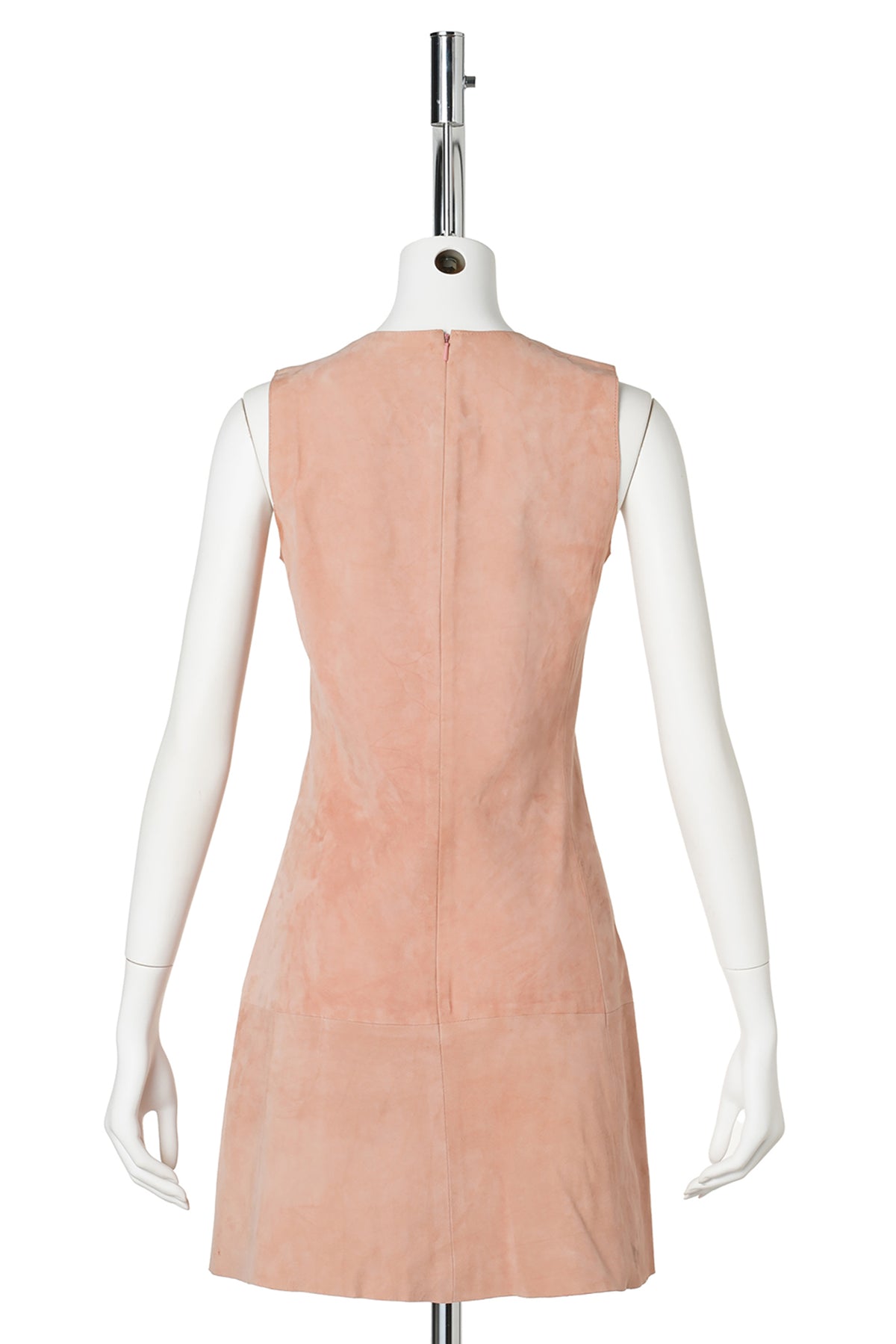 LEATHER SLEEVELESS DRESS / SALMON PINK