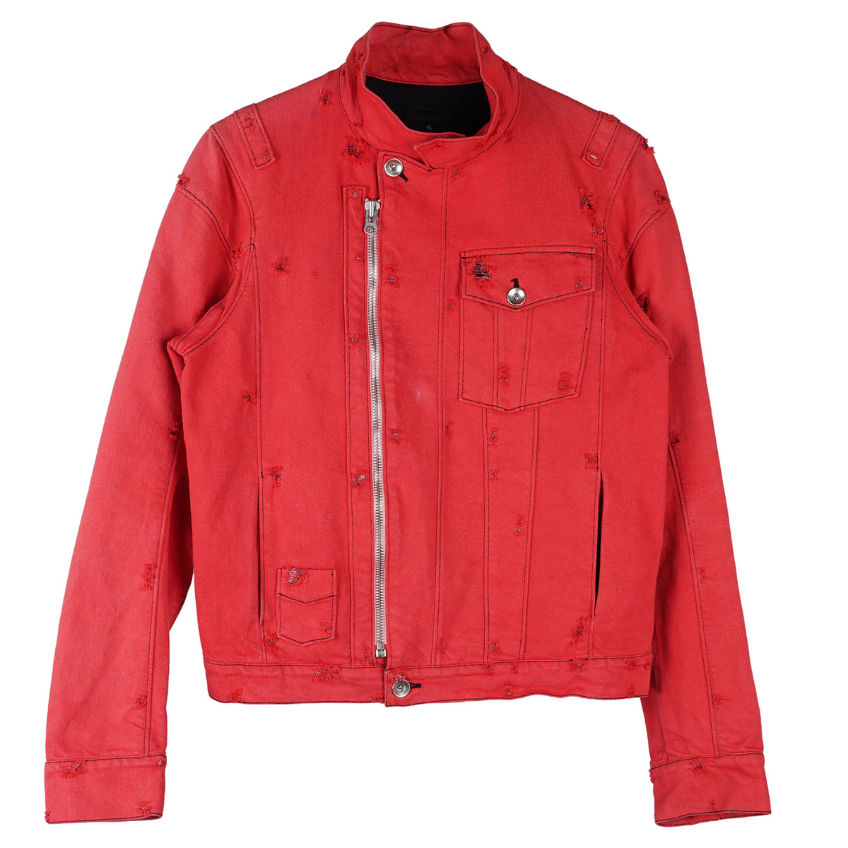 DAMAGED BIKER JACKET / ORANGE