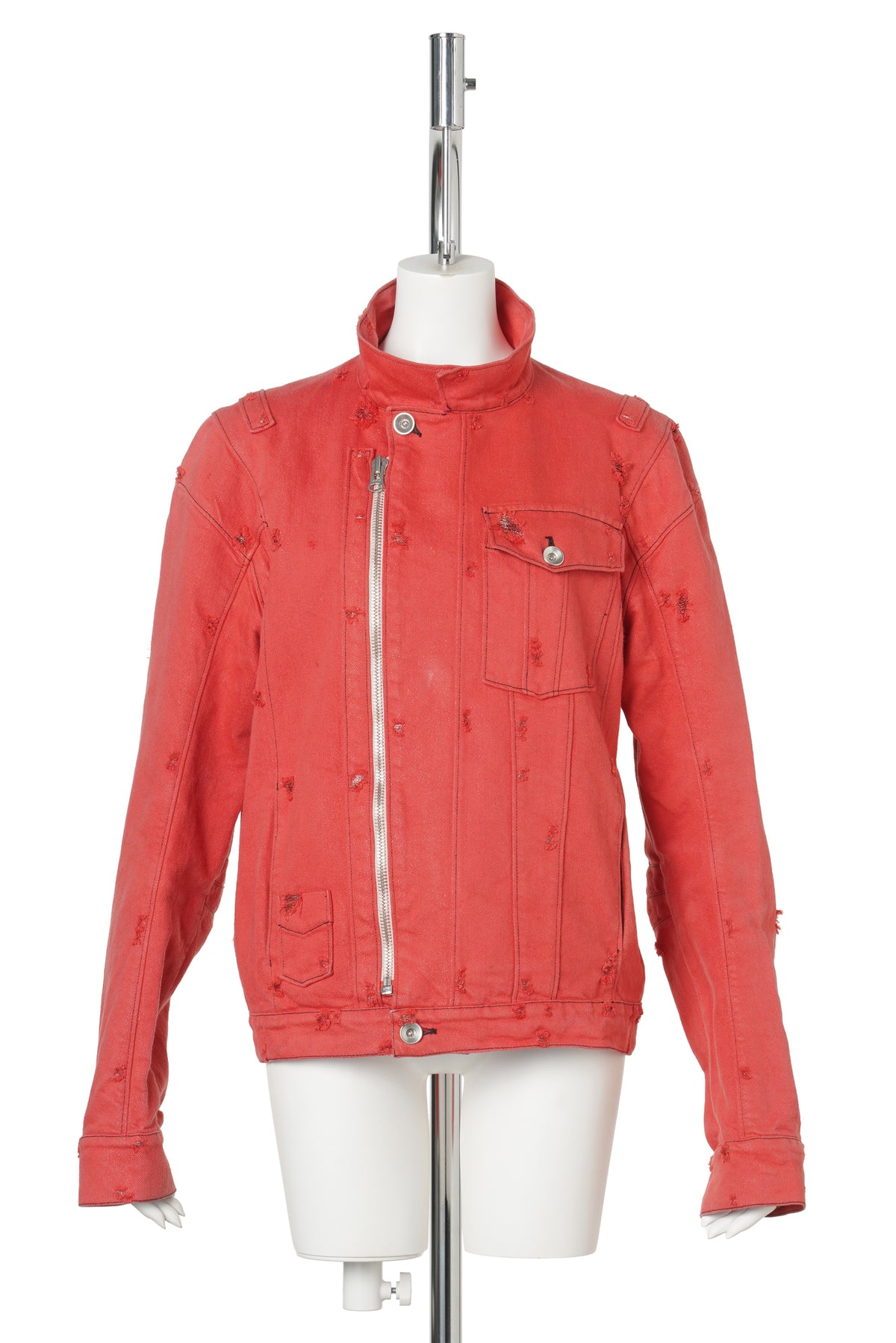 DAMAGED BIKER JACKET / ORANGE