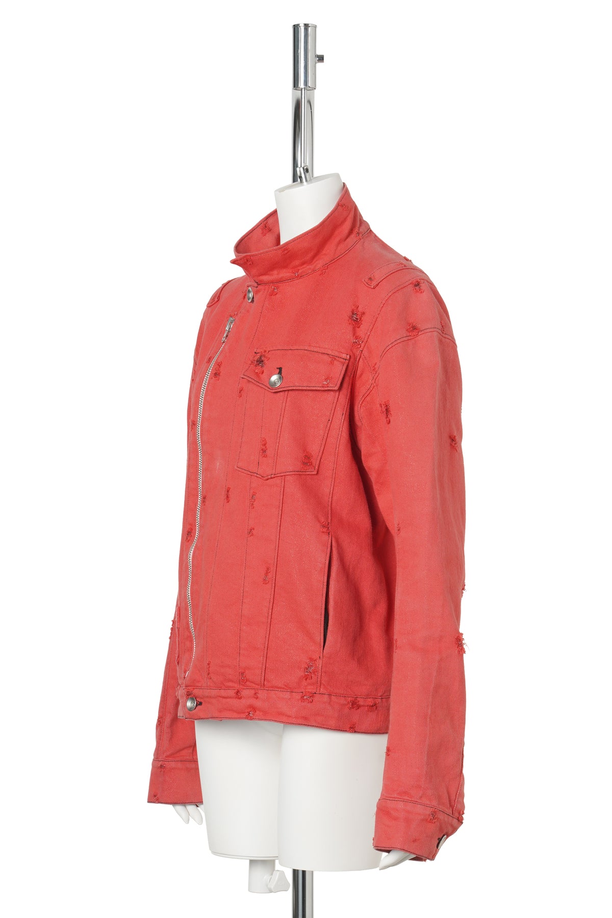 DAMAGED BIKER JACKET / ORANGE