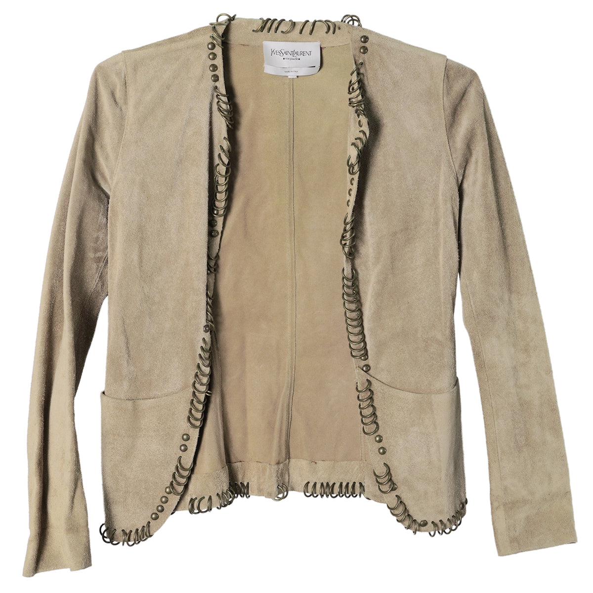 RING & STUDDED SUEDE JACKET / CAMEL