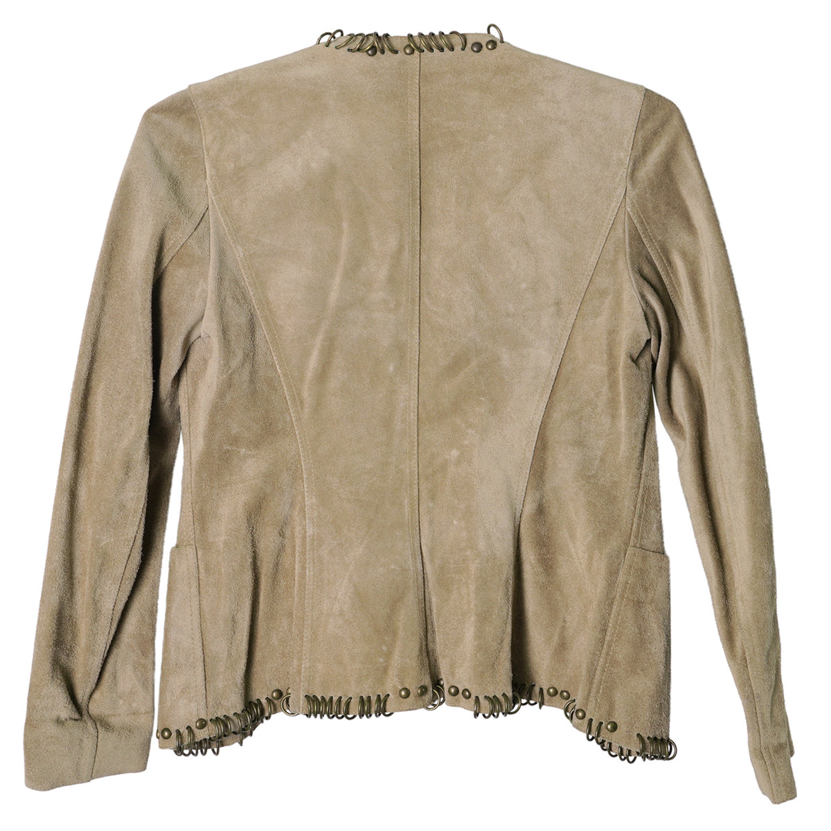 RING & STUDDED SUEDE JACKET / CAMEL