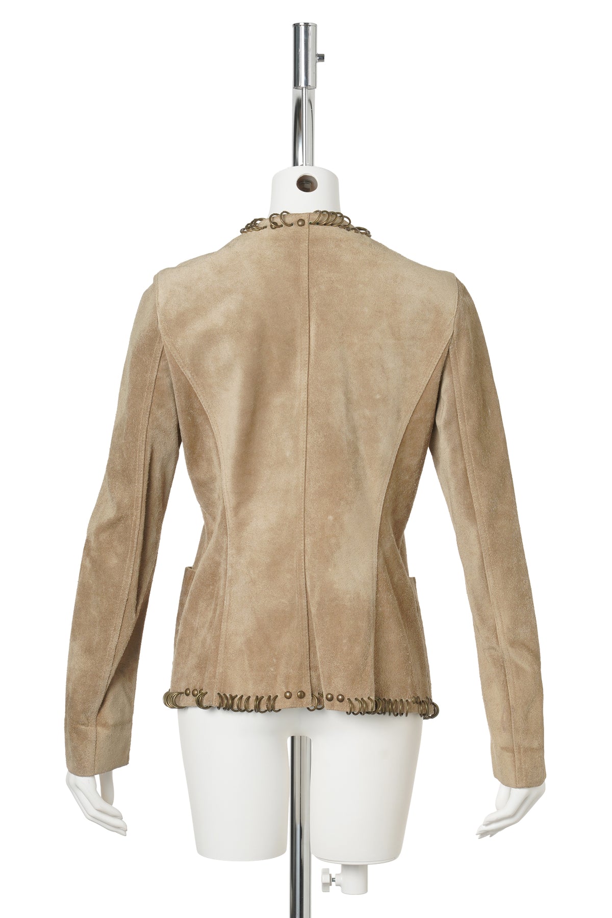 RING & STUDDED SUEDE JACKET / CAMEL
