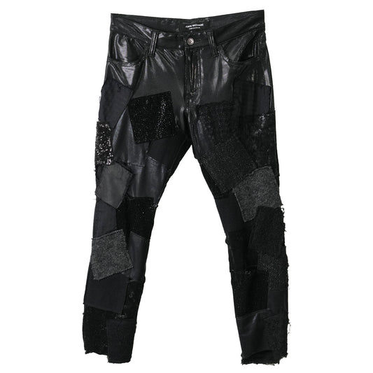 PATCHWORK SKINNY PANTS / BLACK