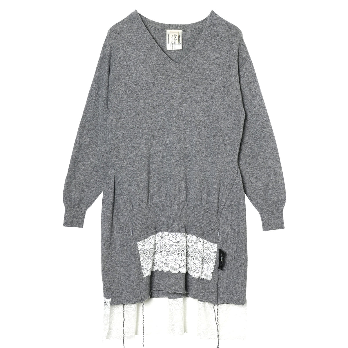 KNITTED DRESS WITH LACE / GREY