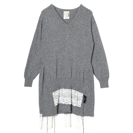 KNITTED DRESS WITH LACE / GREY