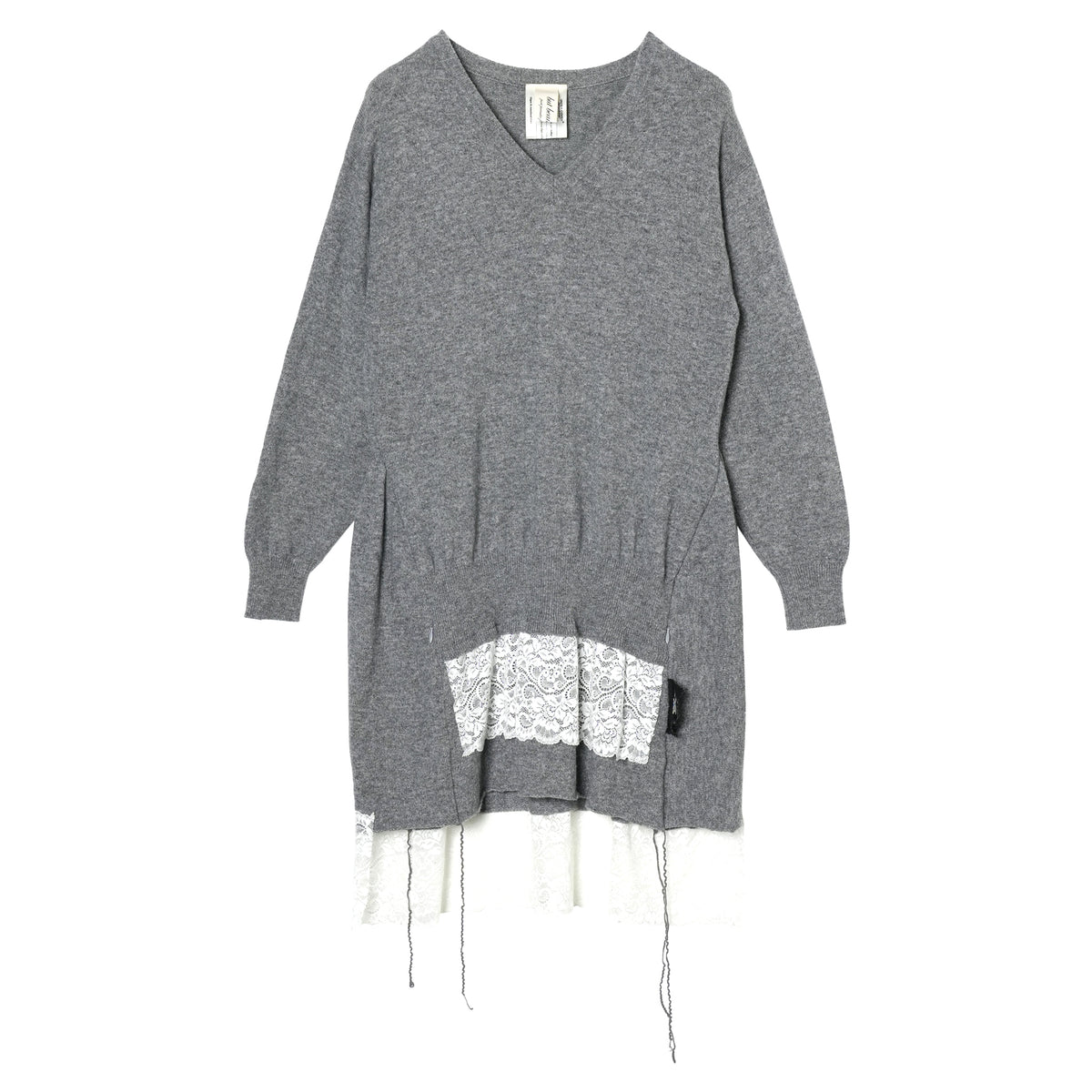KNITTED DRESS WITH LACE / GREY