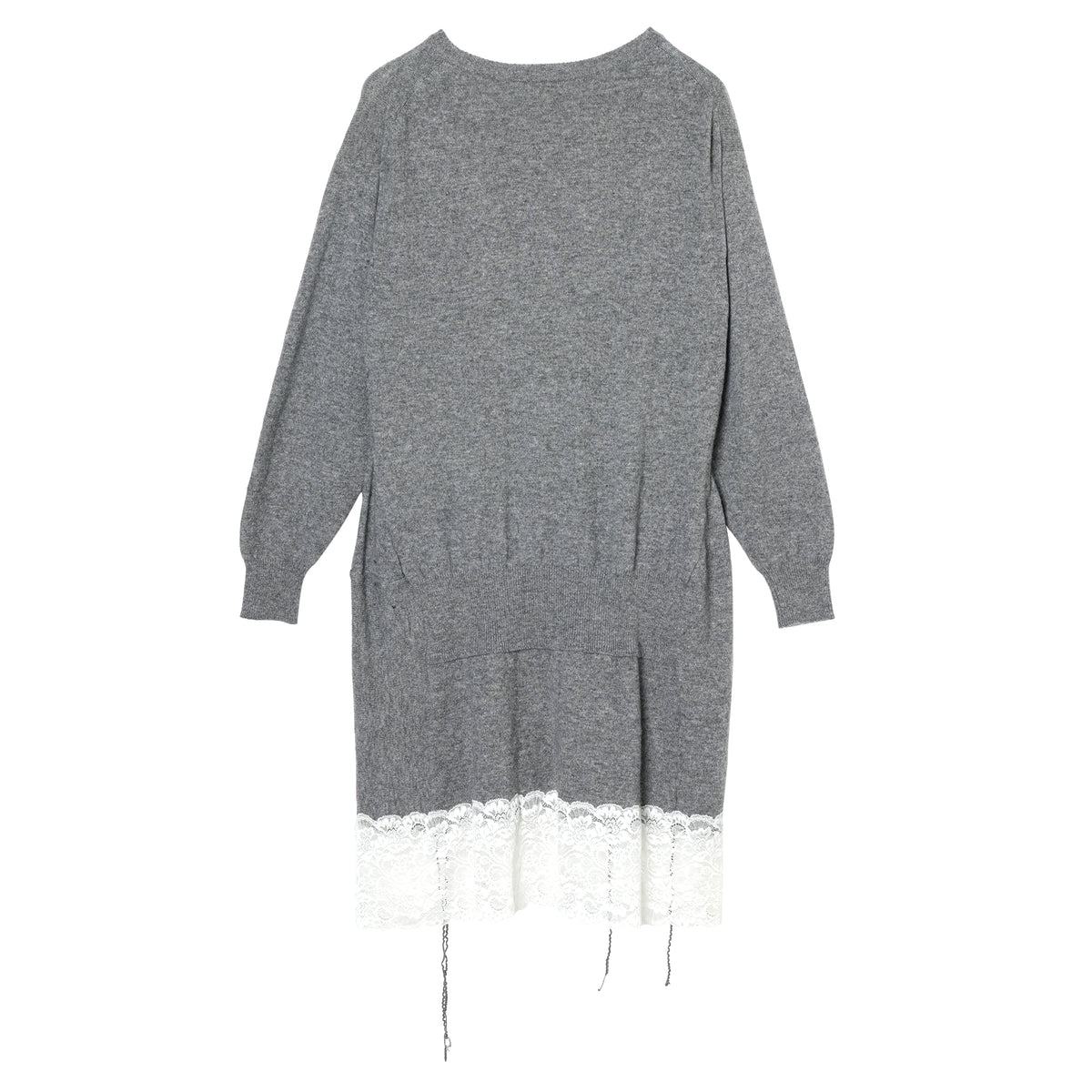 KNITTED DRESS WITH LACE / GREY