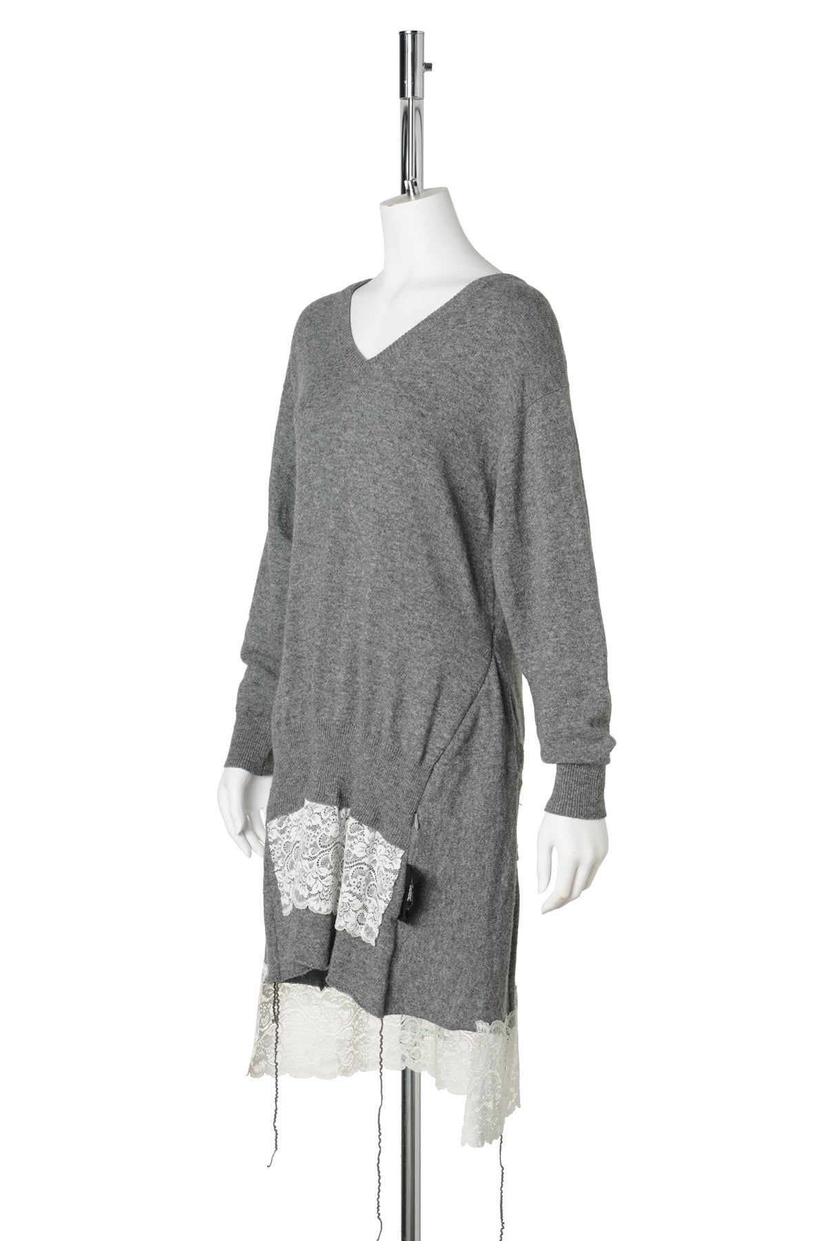 KNITTED DRESS WITH LACE / GREY