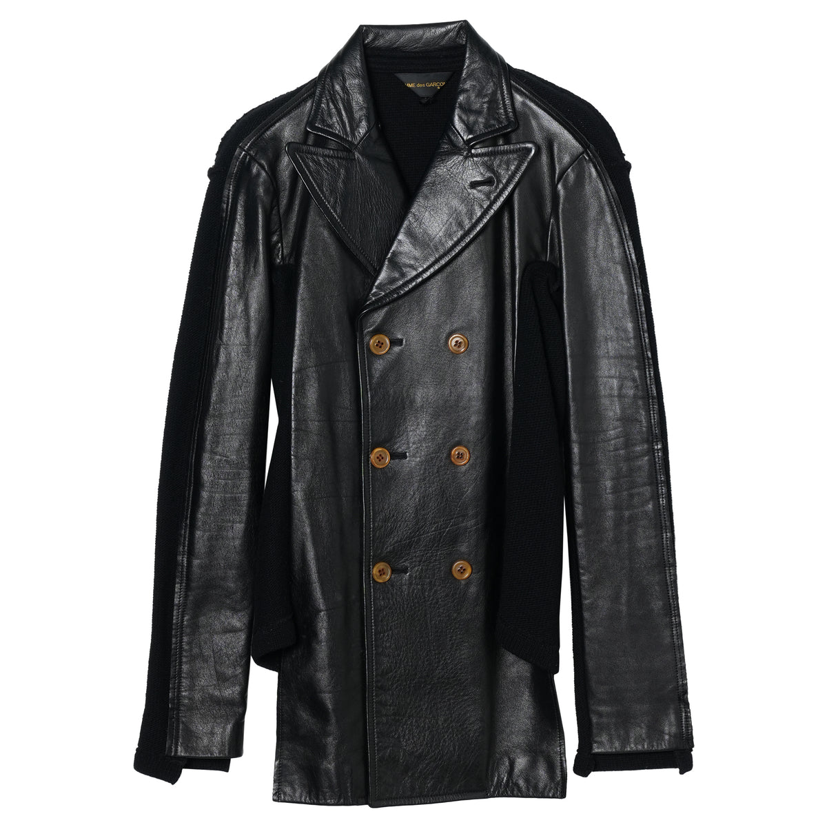 LEATHER & KNITTED JACKET / BLACK