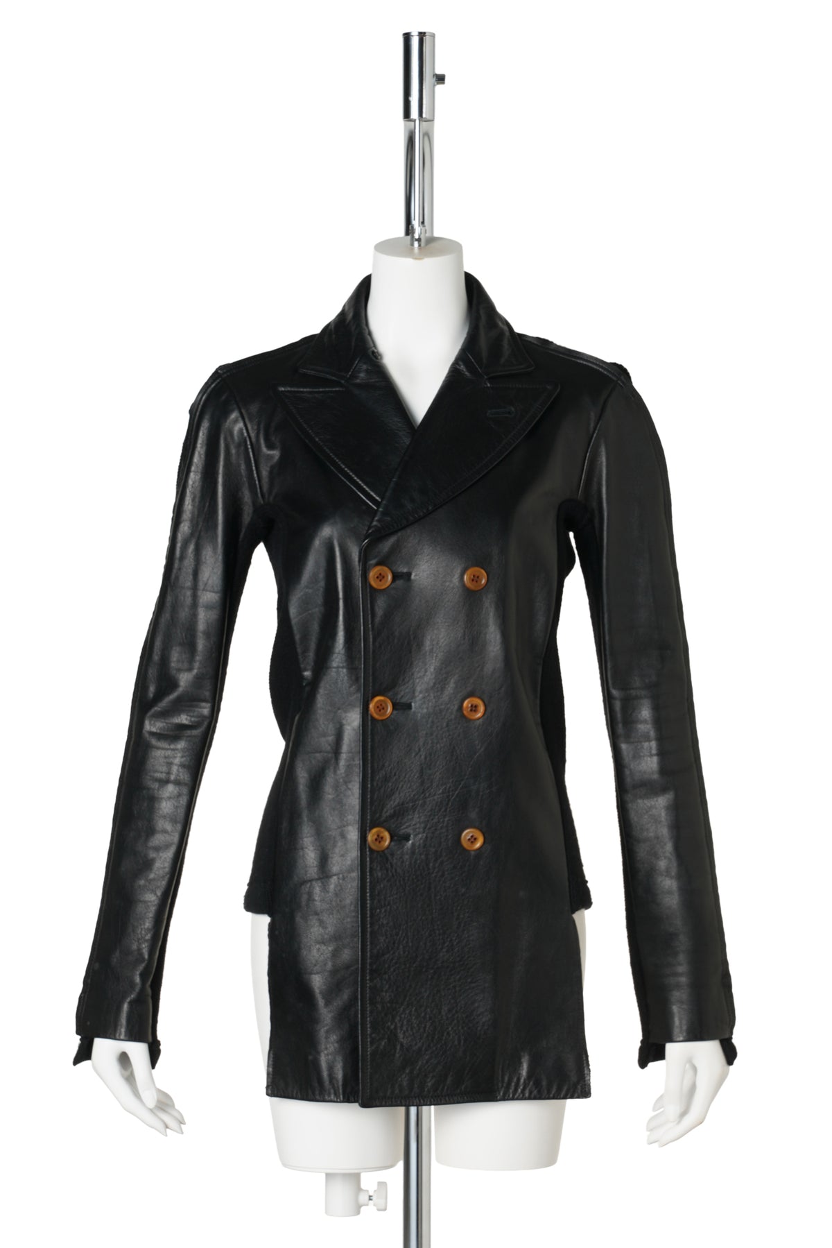 LEATHER & KNITTED JACKET / BLACK