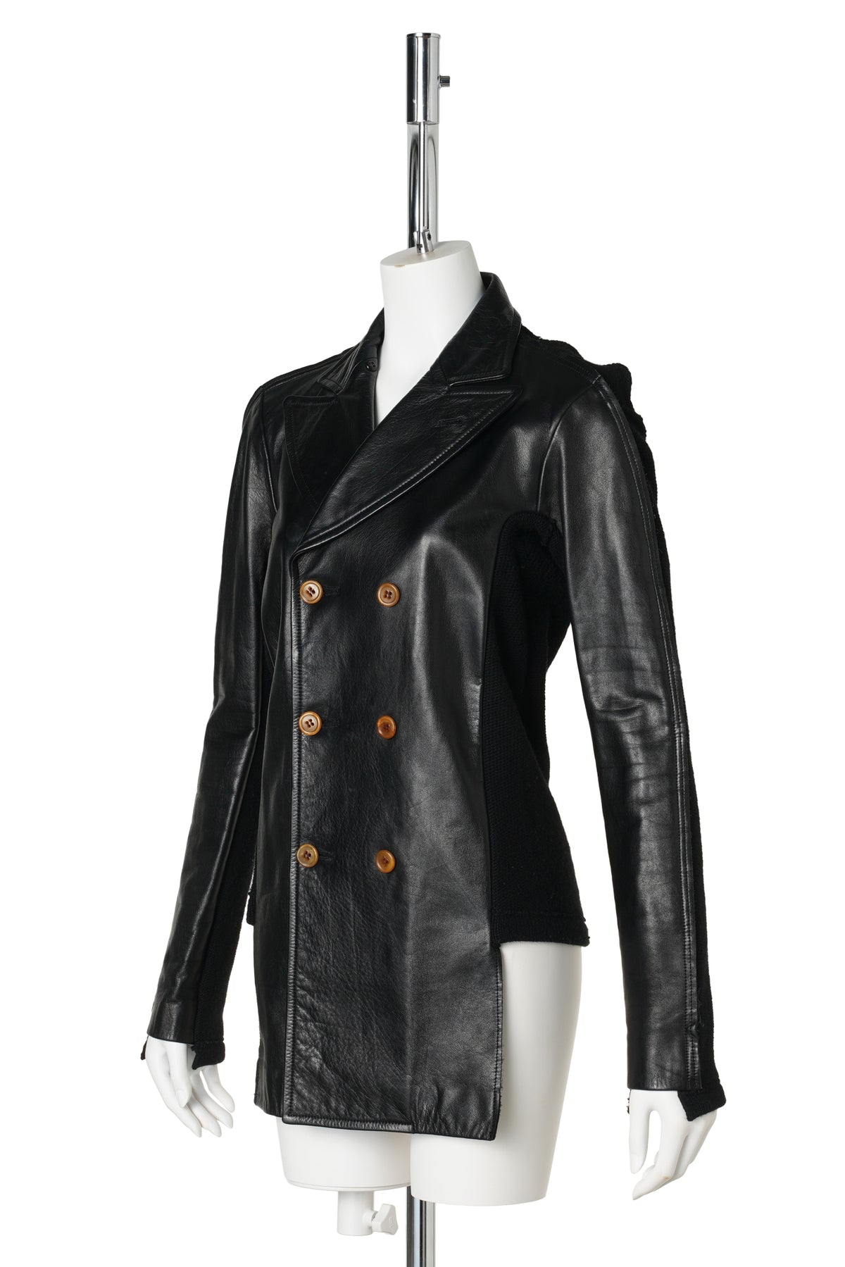 LEATHER & KNITTED JACKET / BLACK
