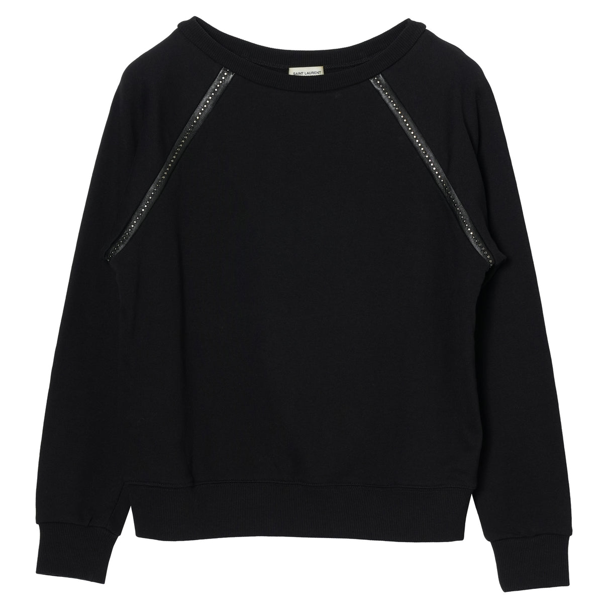 LEATHER PIPING SWEATSHIRT / BLACK