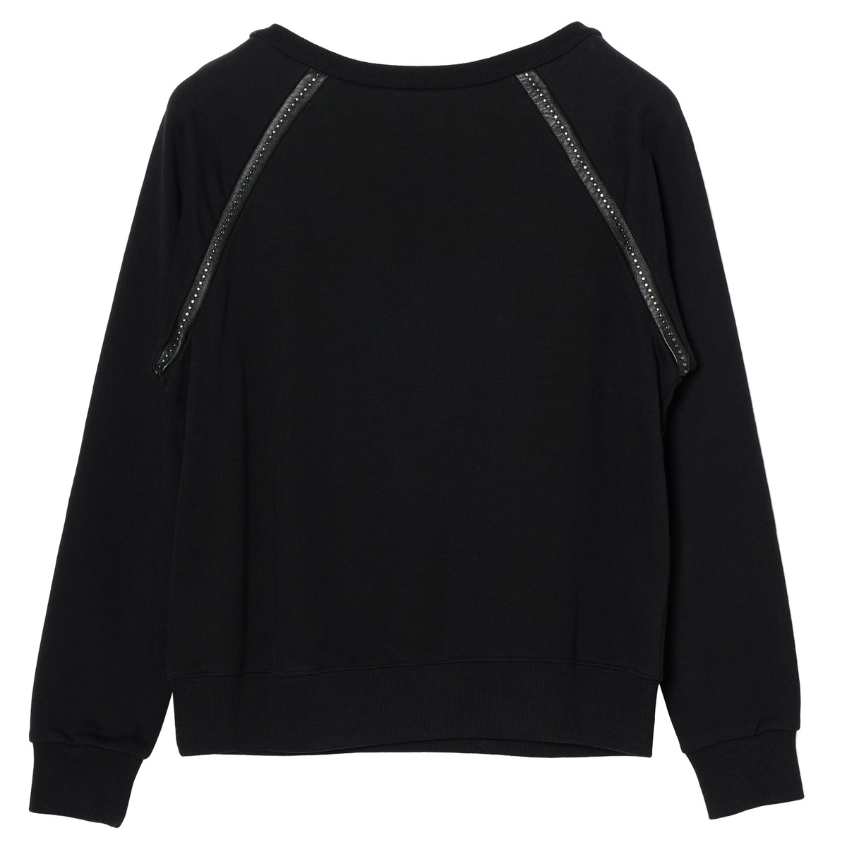 LEATHER PIPING SWEATSHIRT / BLACK