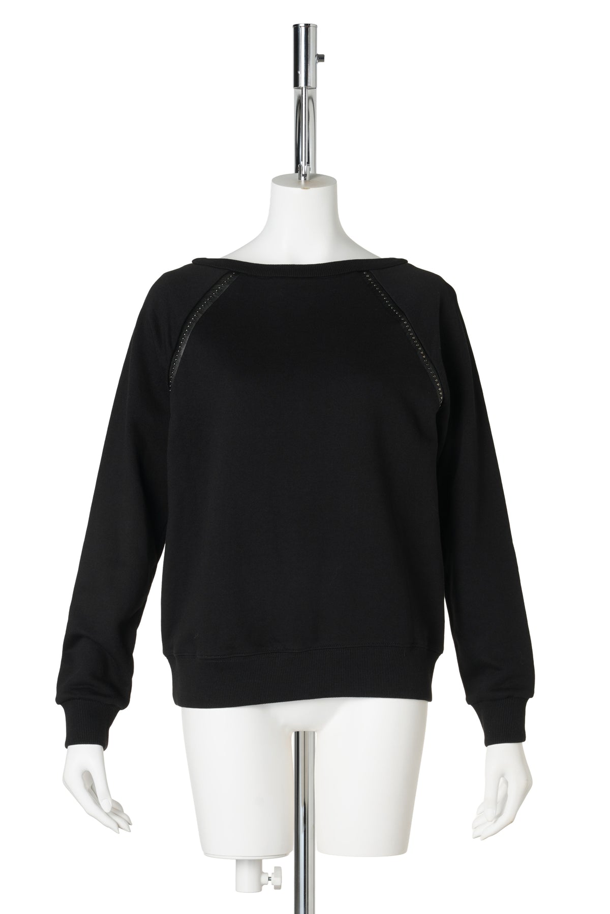 LEATHER PIPING SWEATSHIRT / BLACK
