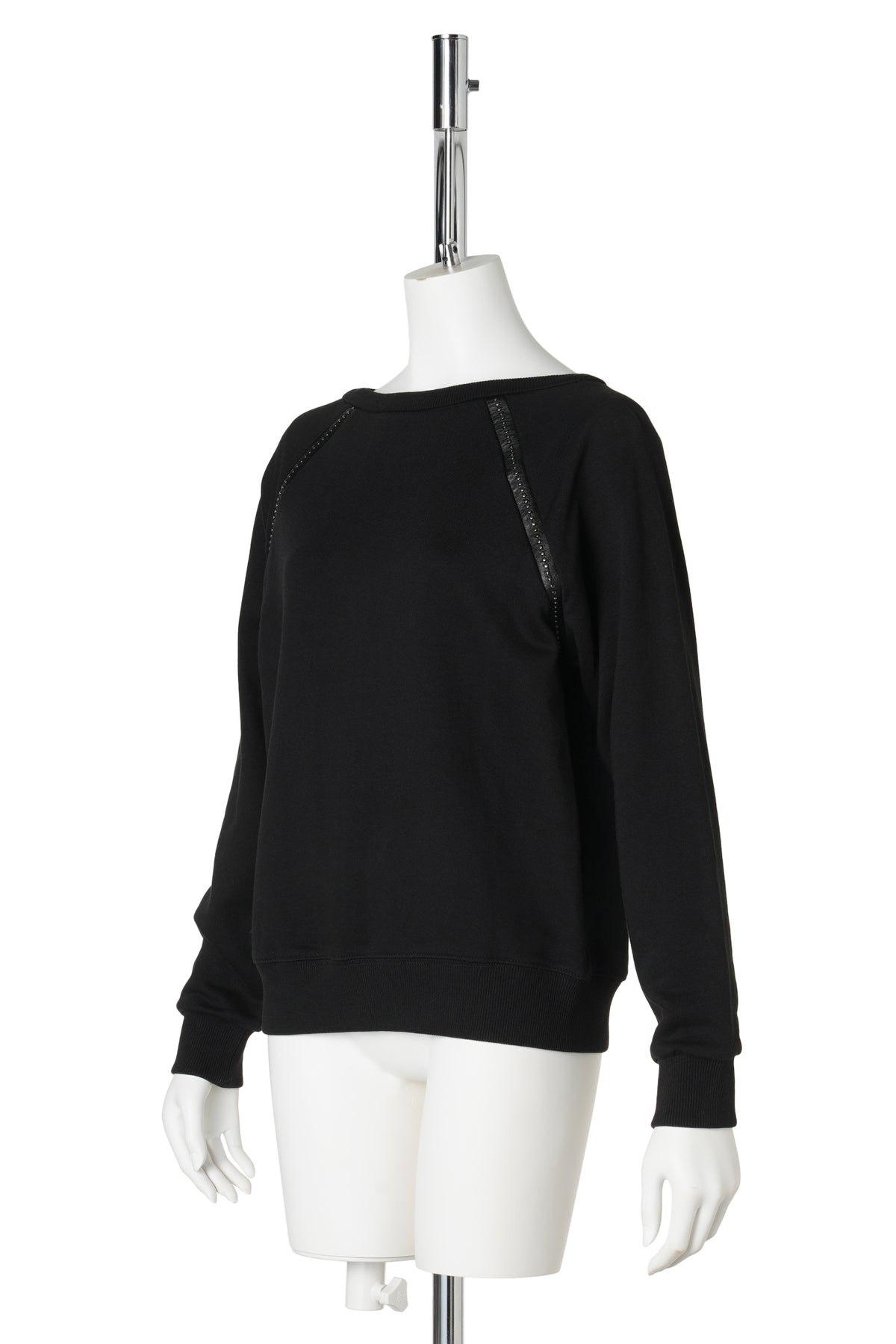 LEATHER PIPING SWEATSHIRT / BLACK