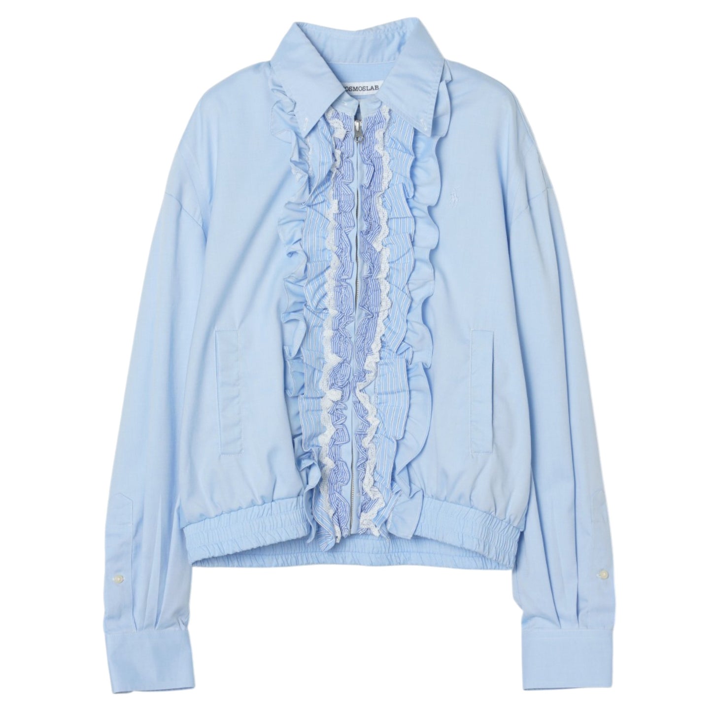 LACE-TRIMMED HARRINGTON JACKET / BLUE