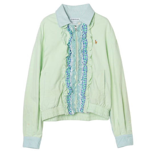 LACE-TRIMMED HARRINGTON JACKET / GREEN