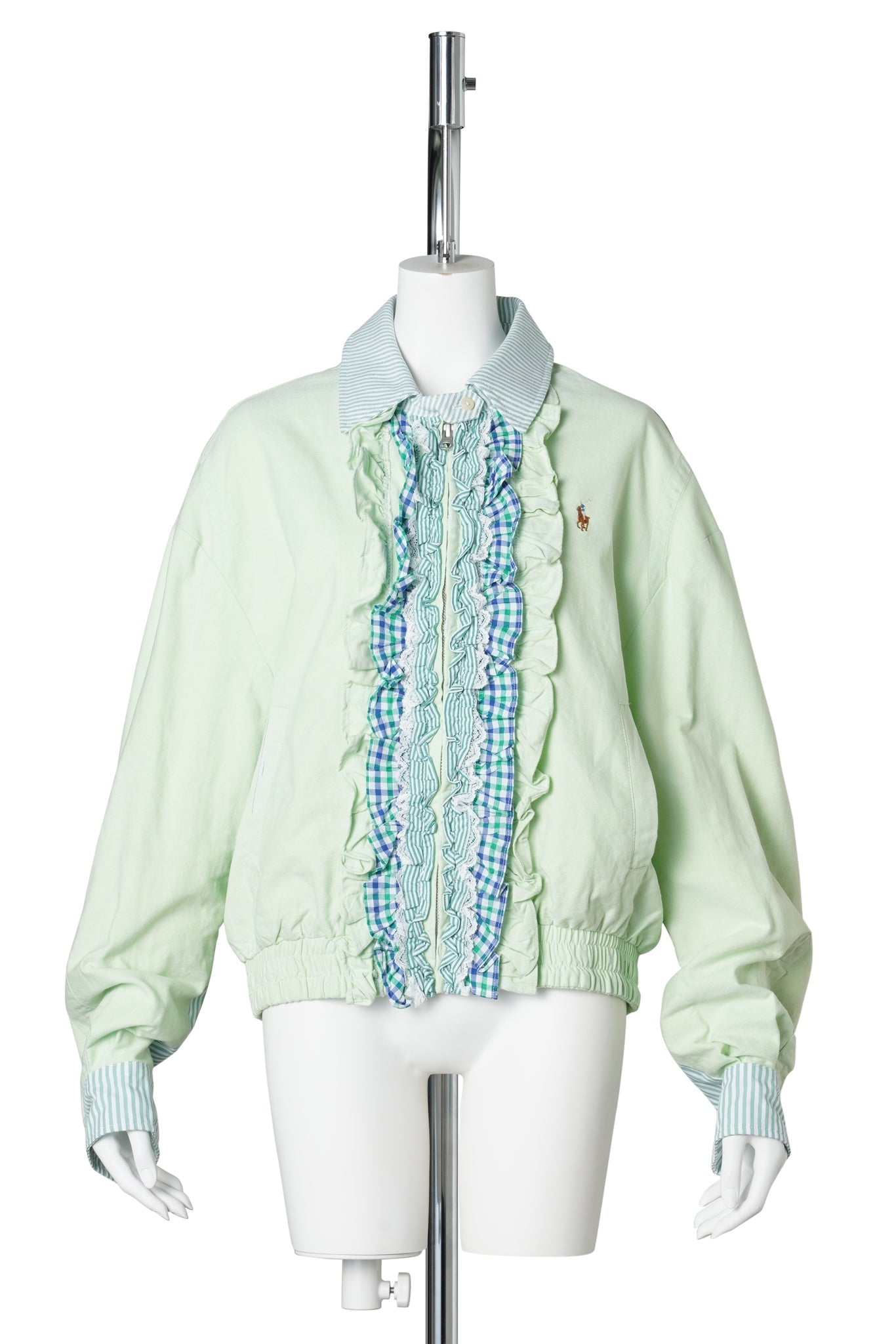 LACE-TRIMMED HARRINGTON JACKET / GREEN