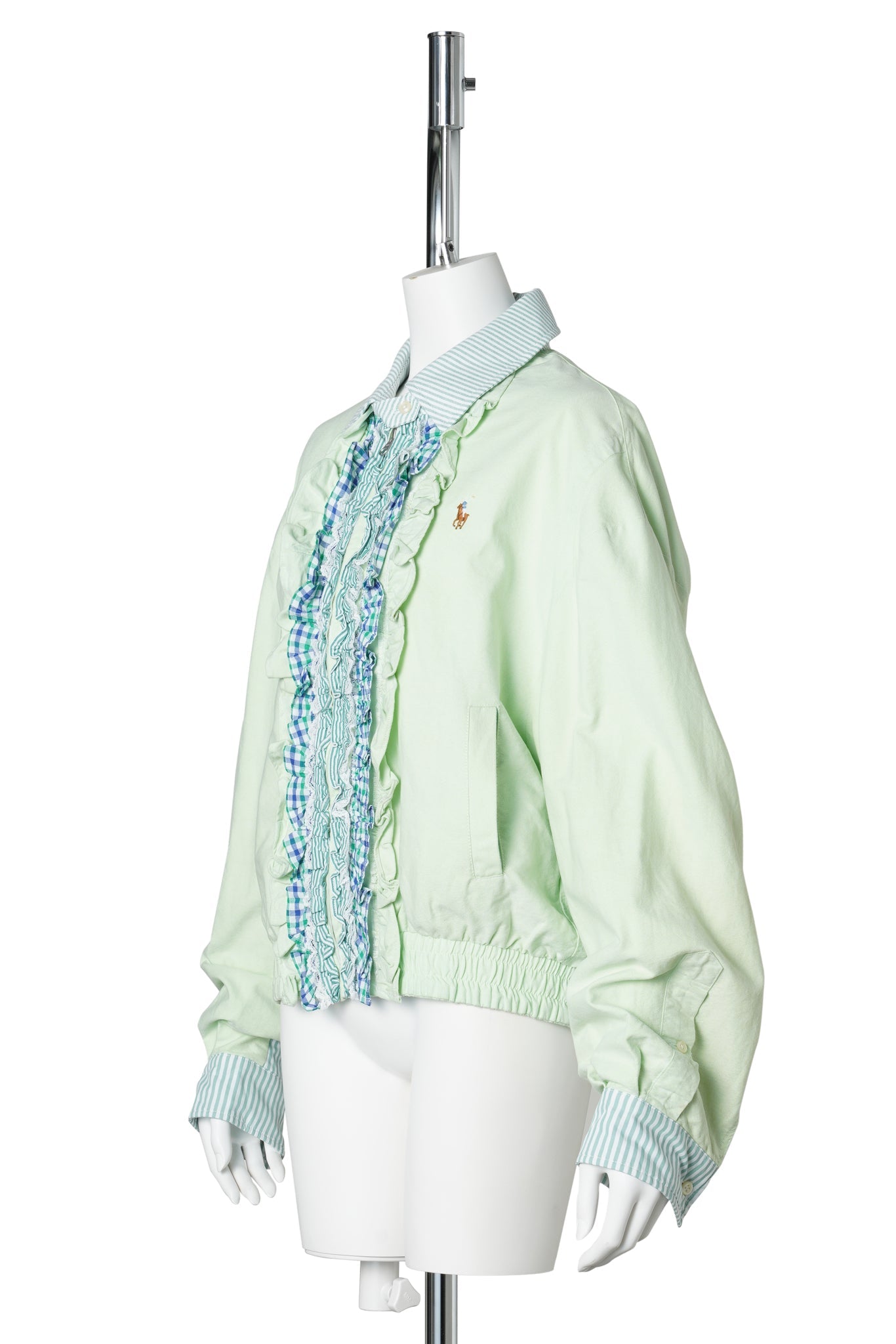 LACE-TRIMMED HARRINGTON JACKET / GREEN