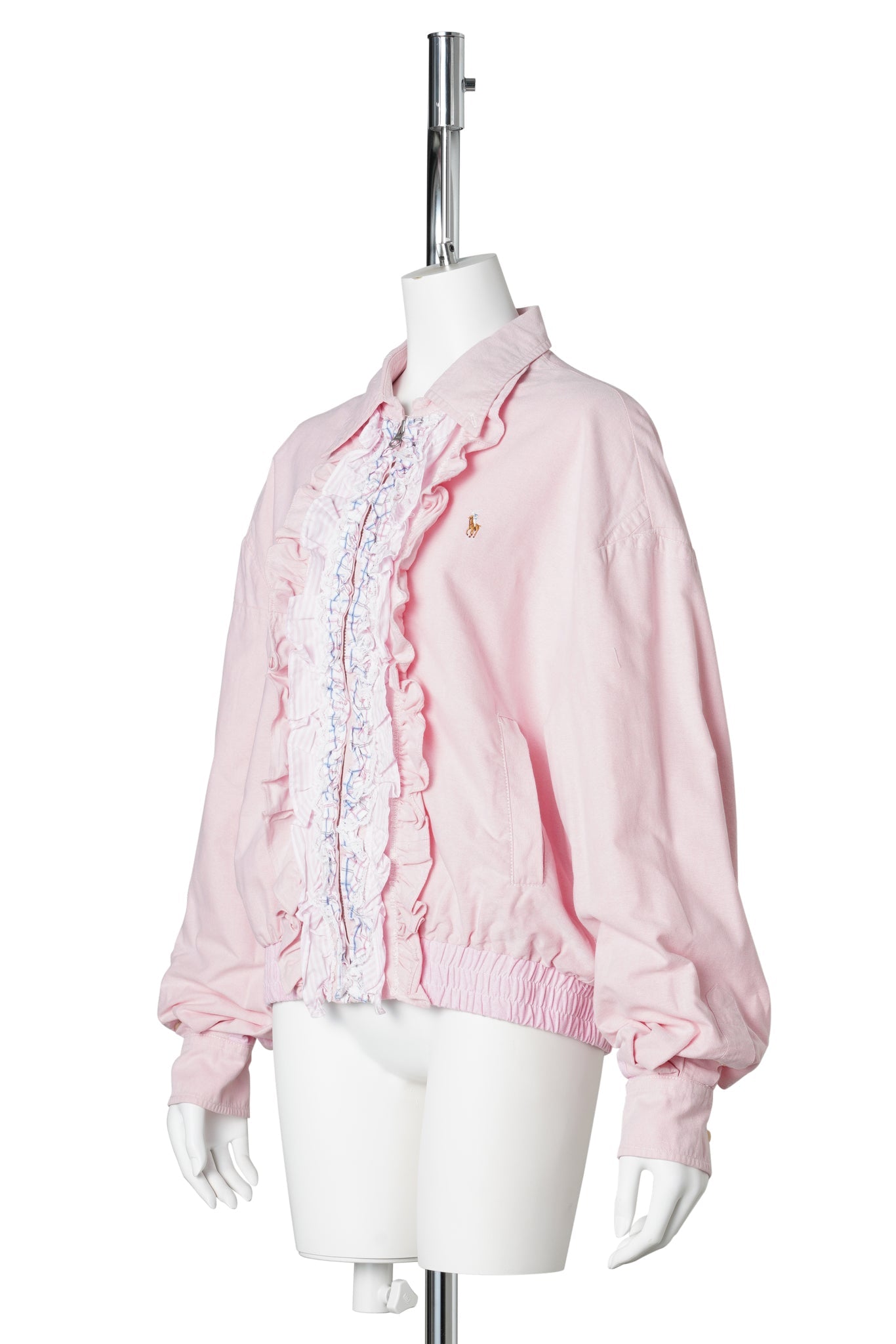 LACE-TRIMMED HARRINGTON JACKET / PINK/PURPLE
