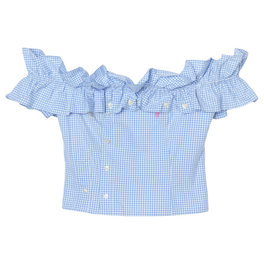 OFF-SHOULDER PEPLUM TOP / BLUE