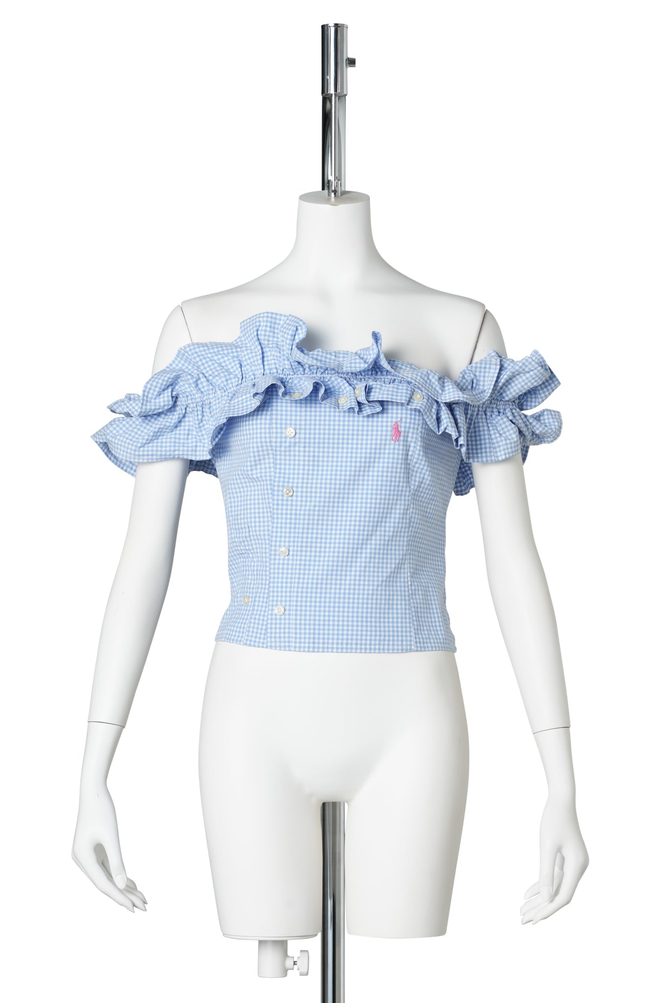 OFF-SHOULDER PEPLUM TOP / BLUE