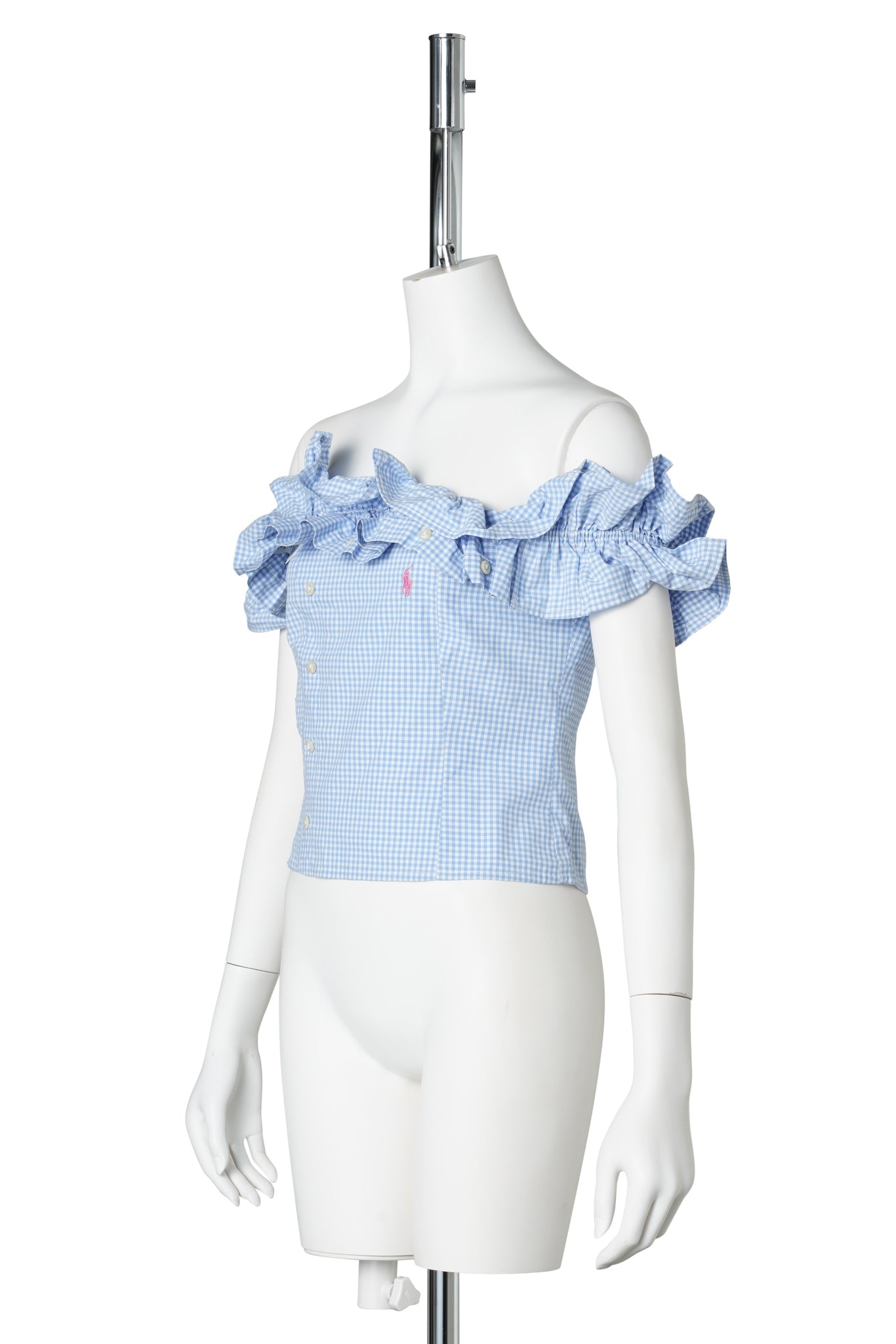 OFF-SHOULDER PEPLUM TOP / BLUE