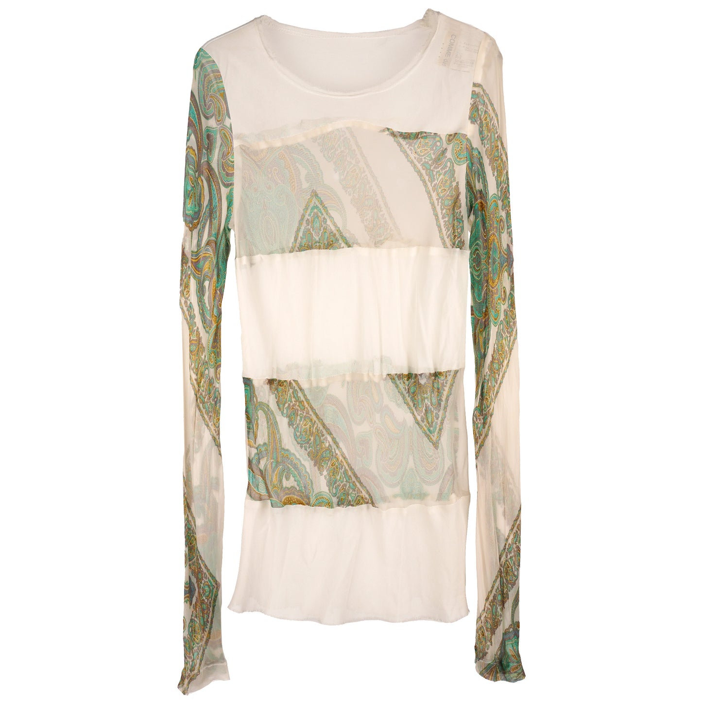 SHEER LONG SLEEVE TOP / WHITE&MULTI