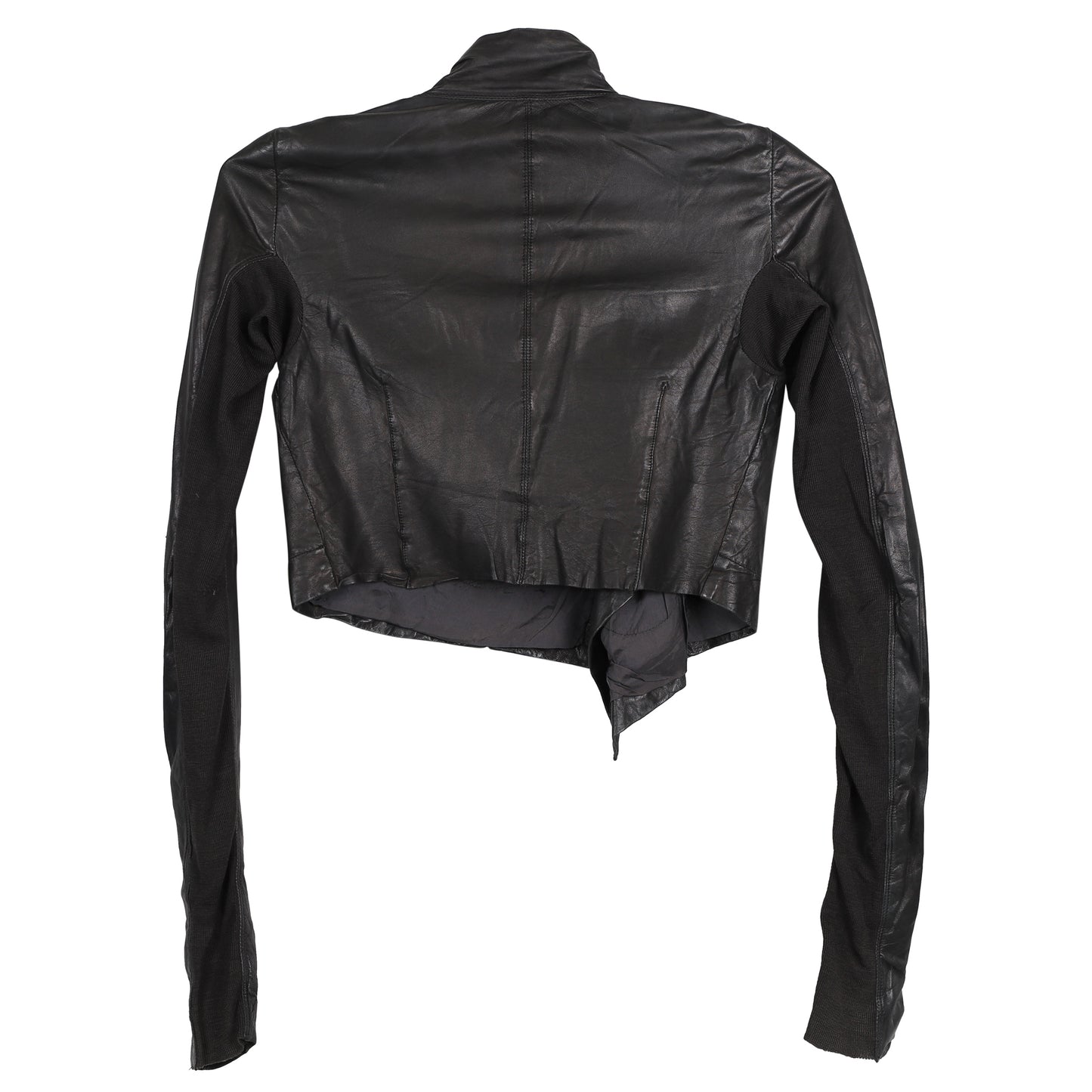 CROPPED LEATHER JACKET / BLACK