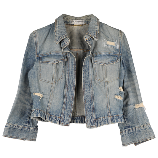 DAMAGE DENIM JACKET / LIGHT INDIGO