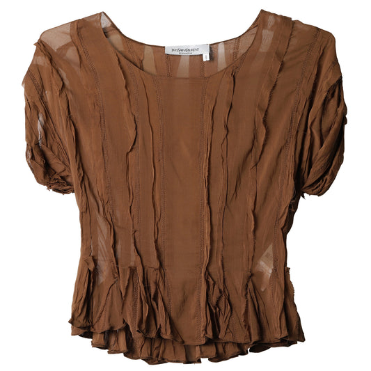 FRILL TOP / BROWN