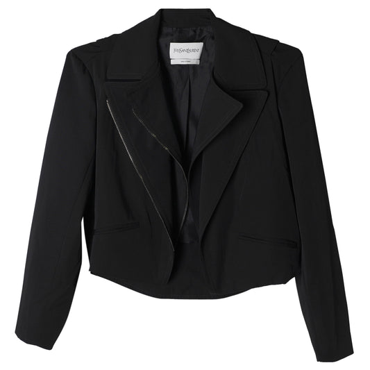 LAYERED BIKER JACKET / BLACK