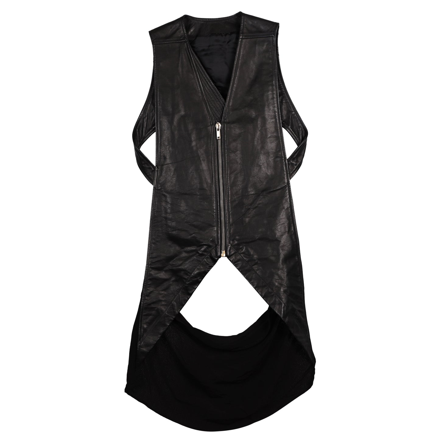 LONG LEATHER VEST / BLACK