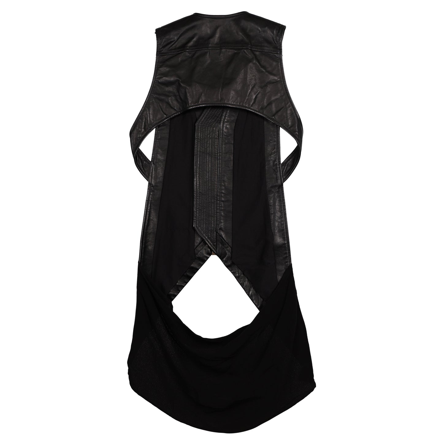 LONG LEATHER VEST / BLACK