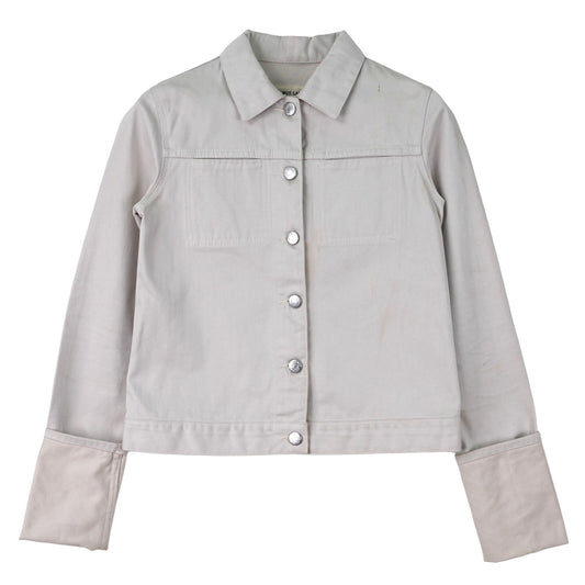 EXTRA SLEEVE RAW SILK DENIM JACKET / WHITE