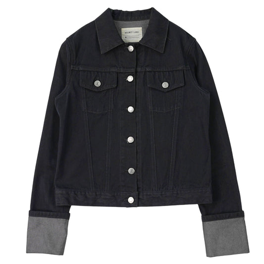 EXTRA SLEEVE RAW SILK DENIM JACKET / BLACK