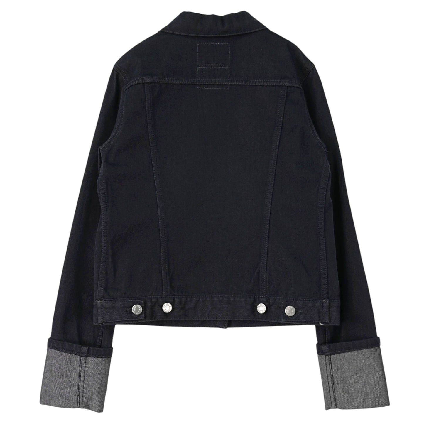 EXTRA SLEEVE RAW SILK DENIM JACKET / BLACK