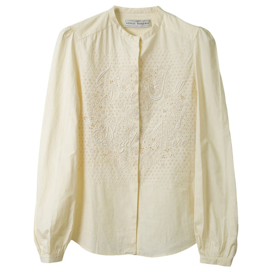 EMBROIDERED COLLARLESS SHIRTWHITE / OFF WHITE