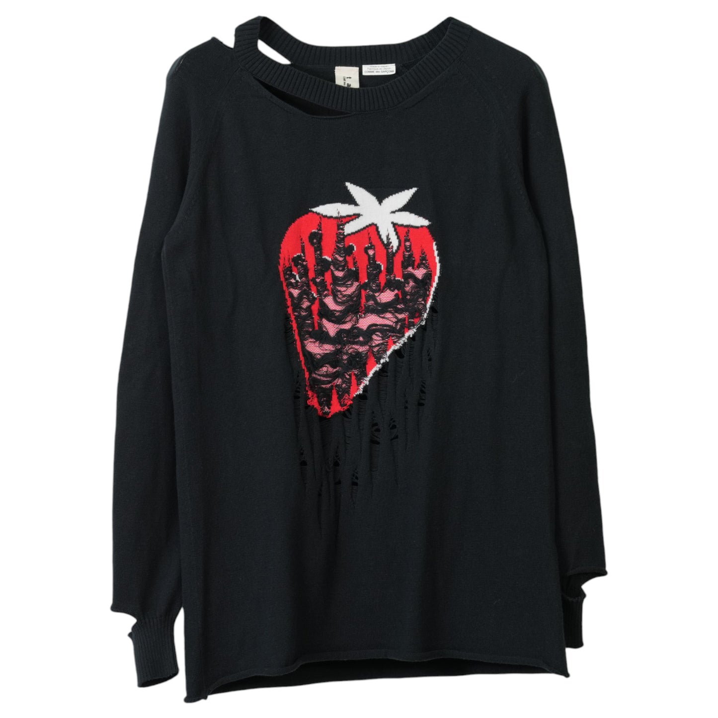 STRAWBERRY DAMAGED SWEATER / BLACK