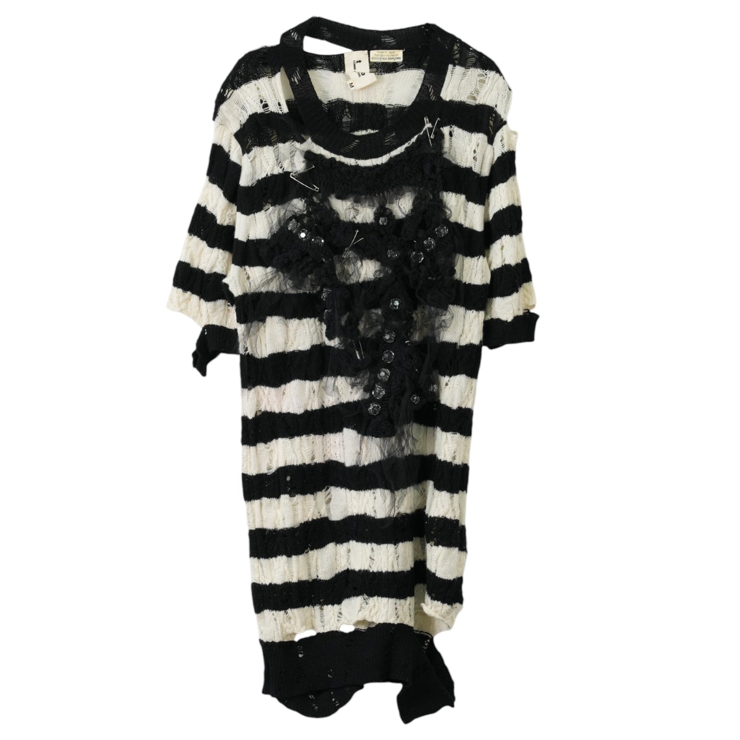 DAMAGED SWEATER DRESS / BLACK&WHITE