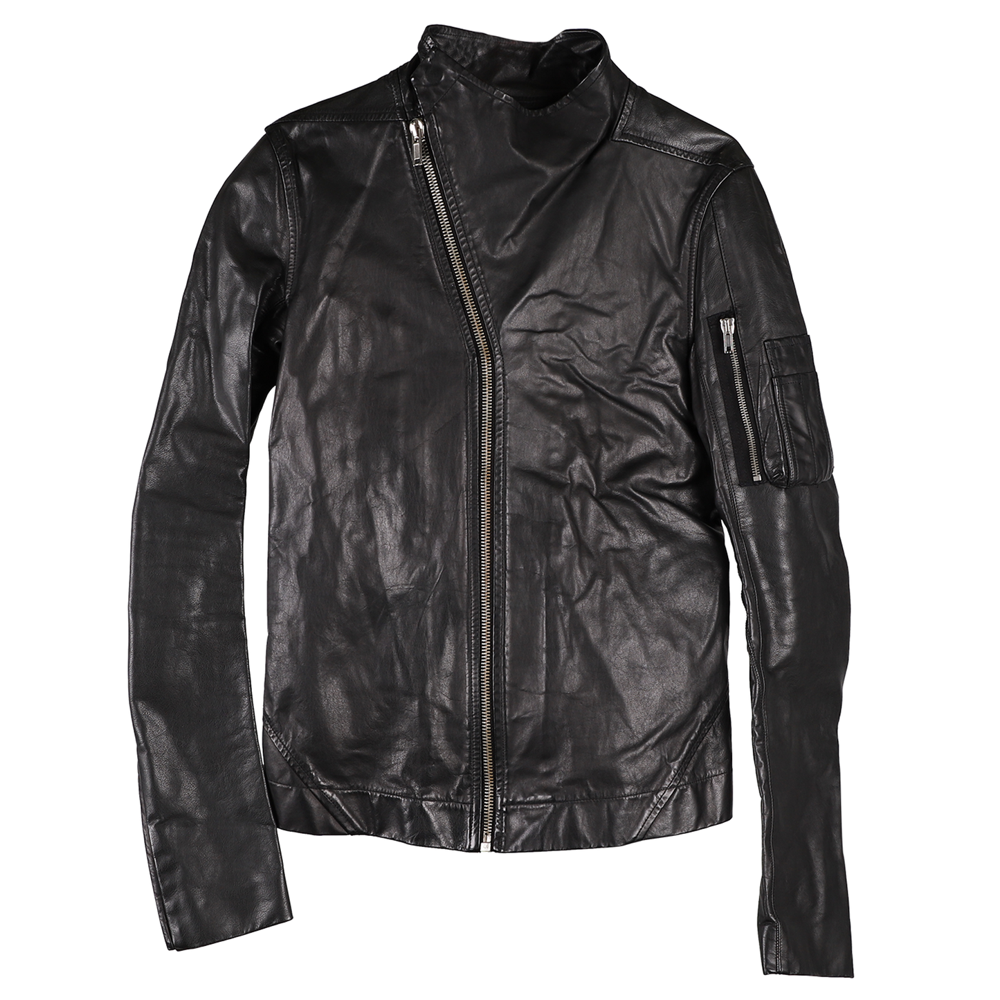 ZIPPERED BIKER JACKET / BLACK