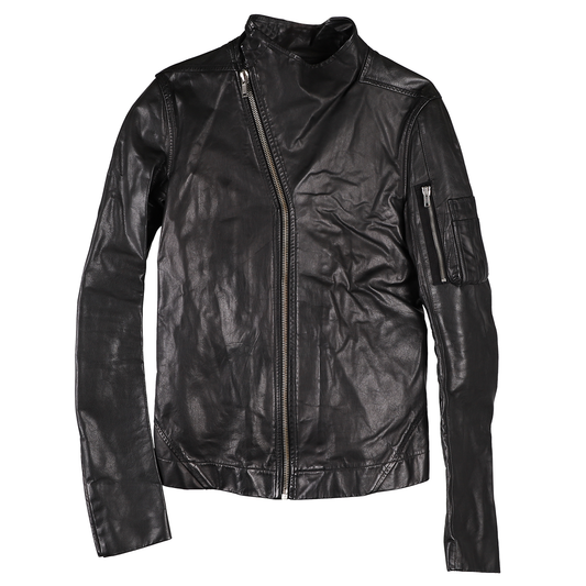 ZIPPERED BIKER JACKET / BLACK