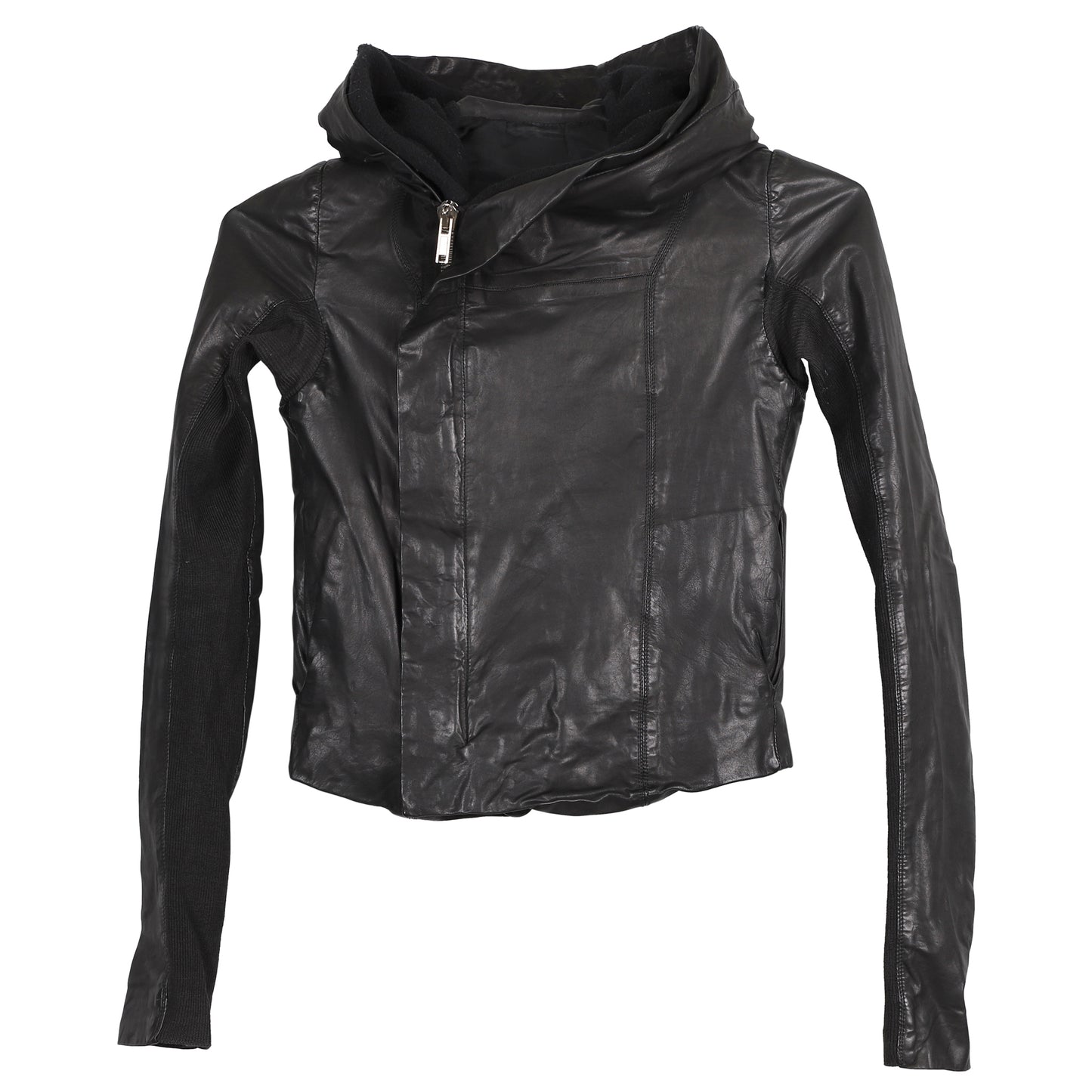 HOODED BIKER JACKET / BLACK