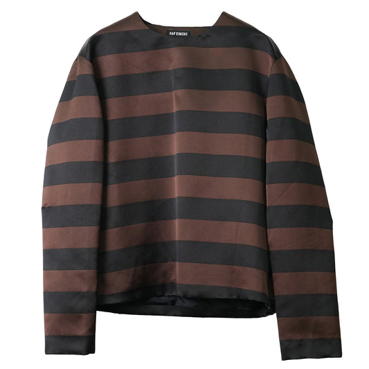 STRIPE LONG SLEEVE TOP / BLACK&BROWN