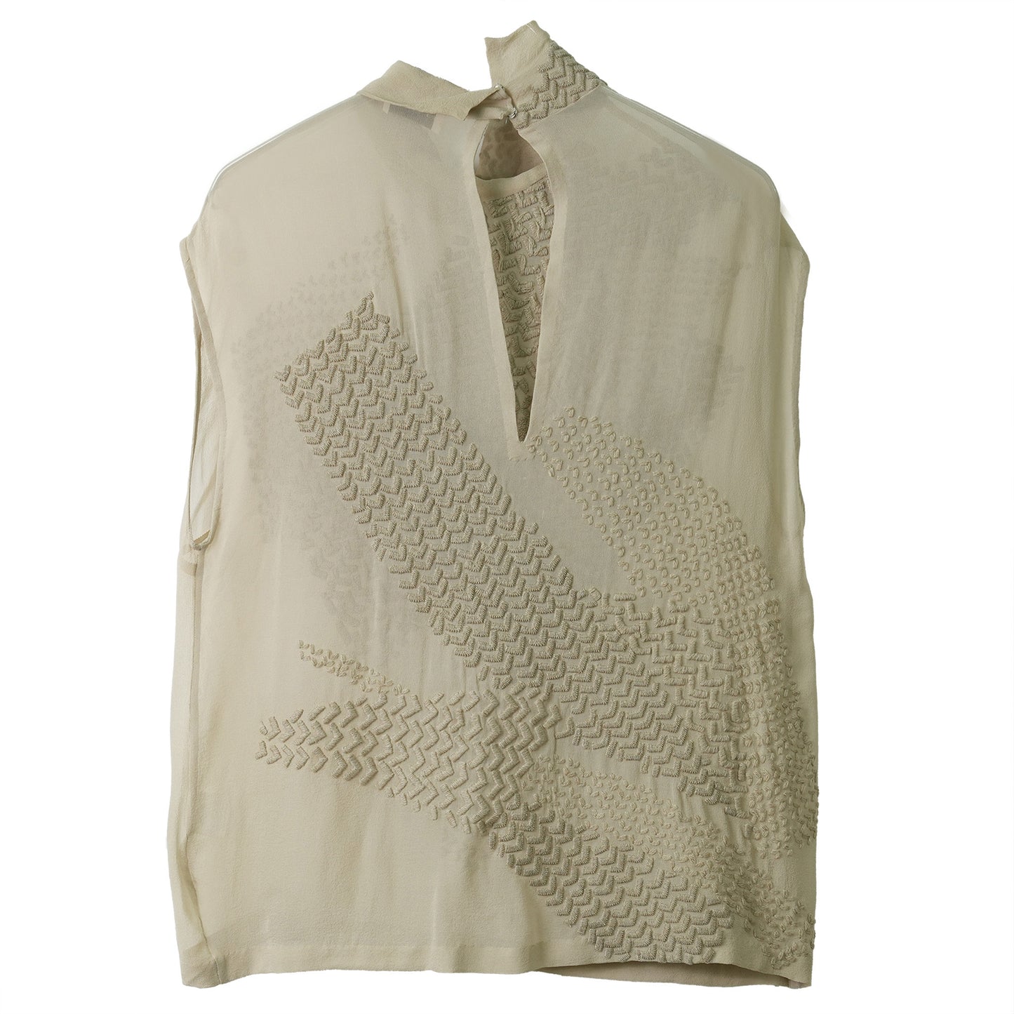 EMBROIDERY SHEER TOP / BEIGE