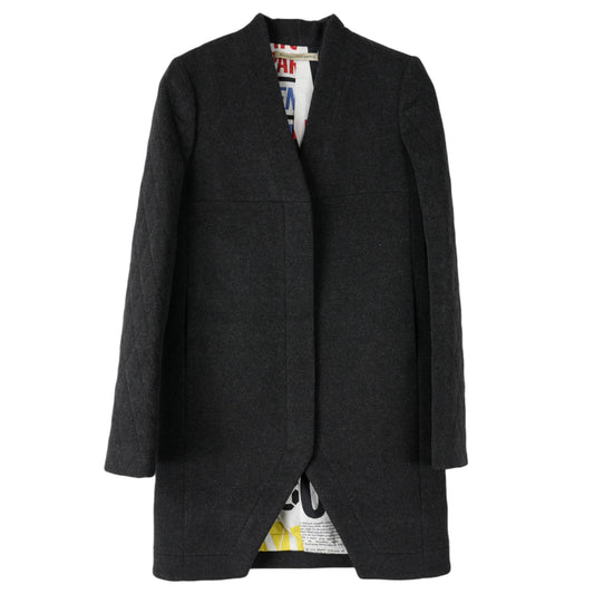 COLLARLESS COAT / CHARCOAL GREY