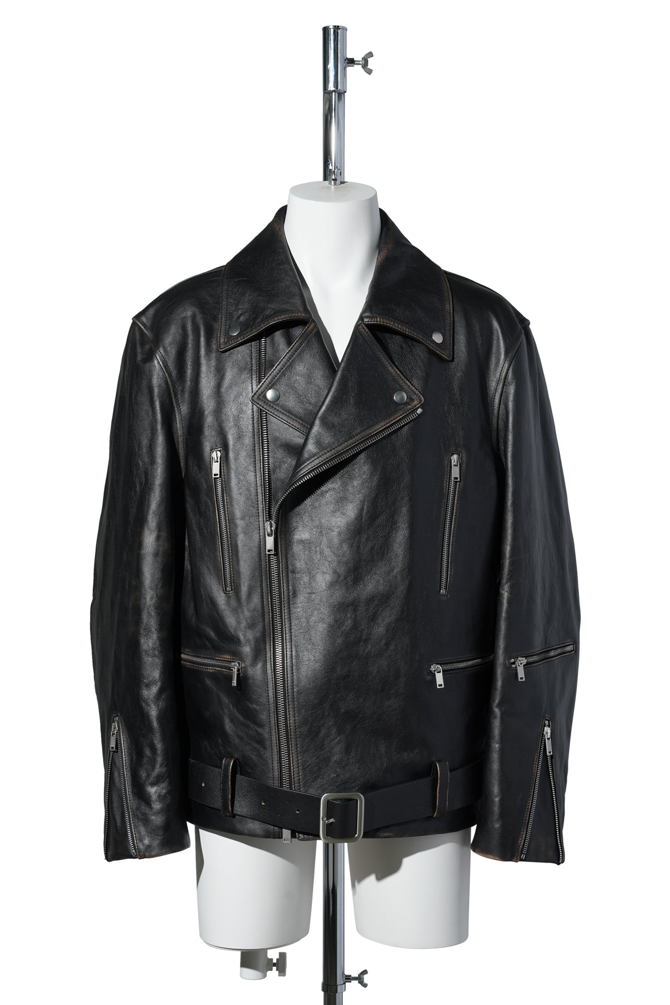 FULL GRAIN DISTRESSED CALFSKIN DOUBLE BLOUSON / 001